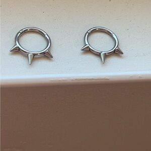 Silver Spike Hoop Earrings